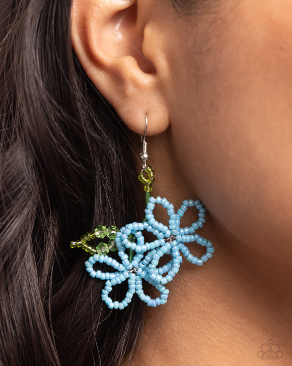 Beaded Blooms Blue ✧ Seed Bead Earrings
