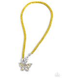 On SHIMMERING Wings Yellow ✧ Iridescent Butterfly Toggle Necklace