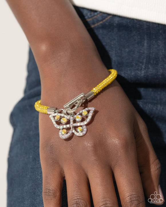 Aerial Appeal Yellow ✧ Iridescent Butterfly Toggle Bracelet