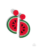 Watermelon Welcome Red ✧ Seed Bead Post Earrings