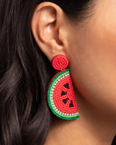 Watermelon Welcome Red ✧ Seed Bead Post Earrings