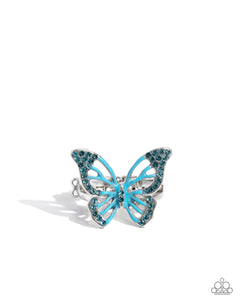 Blue,Butterfly,New,Ring Wide Back,Aerial Aesthetic Blue ✧ Butterfly Ring
