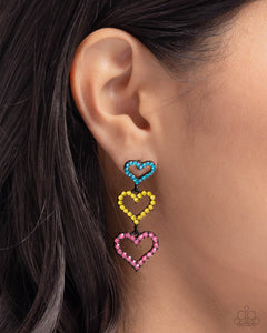 Blue,Earrings Post,Hearts,Multi-Colored,Pink,Yellow,Sweetheart Succession Pink ✧ Heart Post Earrings