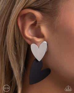 Black,Earrings Clip-On,Favorite,Hearts,Silver,Valentine's Day,Romantic Occasion Black ✧ Heart Clip-On Earrings