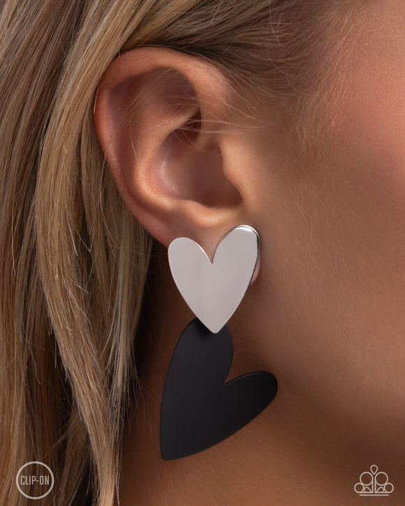 Romantic Occasion Black ✧ Heart Clip-On Earrings