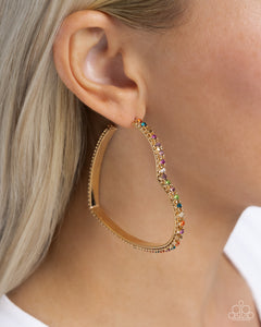 Earrings Hoop,Gold,Hearts,Multi-Colored,Valentine's Day,Halftime Hearts Multi ✧ Gold Hoop Earrings