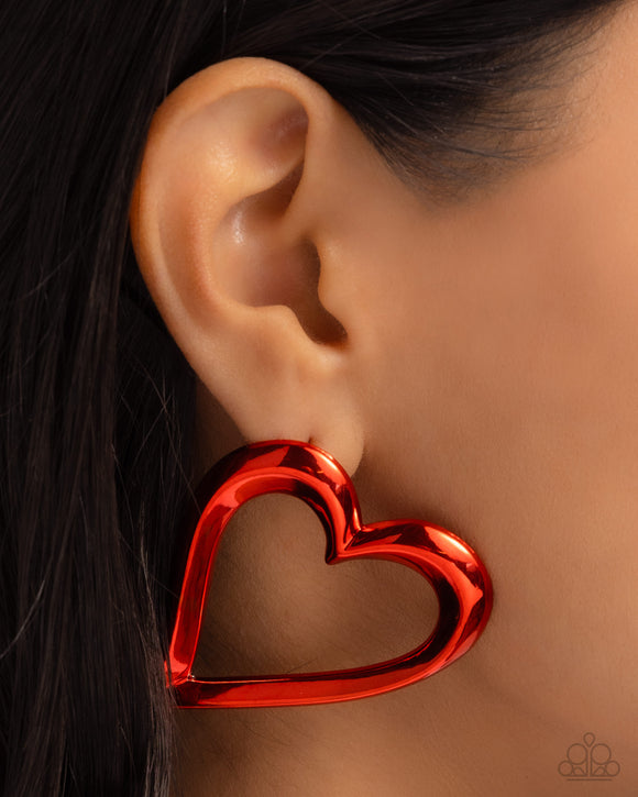 Admirable Acclaim Red ✧ Heart Post Earrings