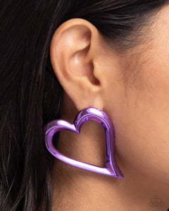 Earrings Post,Favorite,Hearts,Purple,Valentine's Day,Admirable Acclaim Purple ✧ Heart Post Earrings