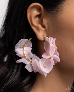 Earrings Hoop,Gold,Pink,Petaled Pageant Gold ✧ Pink Hoop Earrings