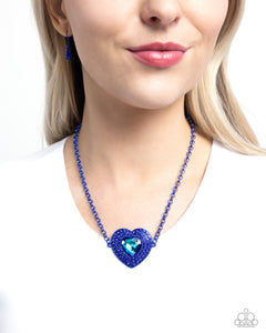 Blue,Favorite,Hearts,Necklace Short,Valentine's Day,Locket Leisure Blue ✧ Heart Necklace