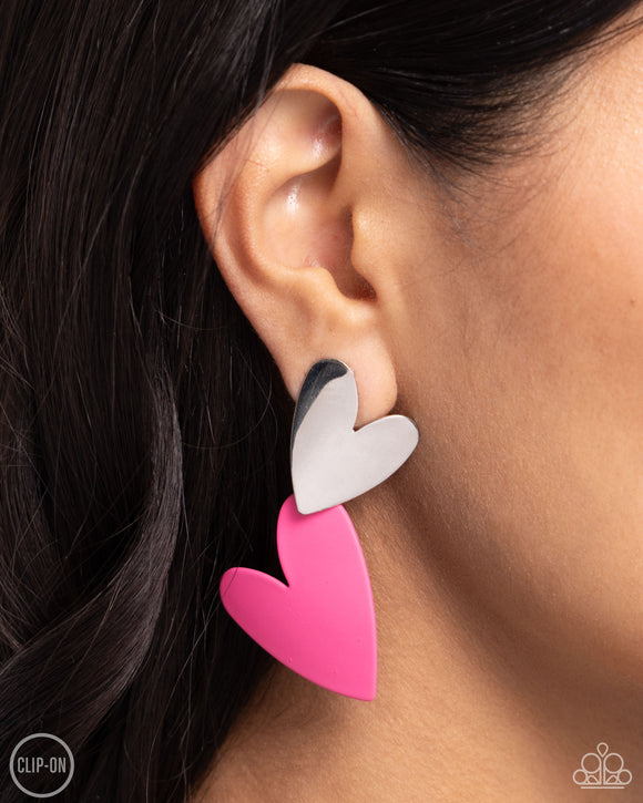 Romantic Occasion Pink ✧ Heart Clip-On Earrings