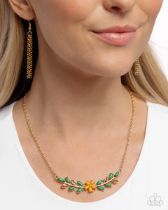 Gold,Green,Necklace Short,Orange,Leafy Layover Orange ✧ Necklace