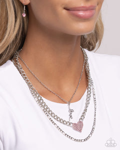 Favorite,Hearts,Light Pink,Necklace Short,Pink,Silver,Valentine's Day,Luxurious Love Pink ✧ Heart Necklace