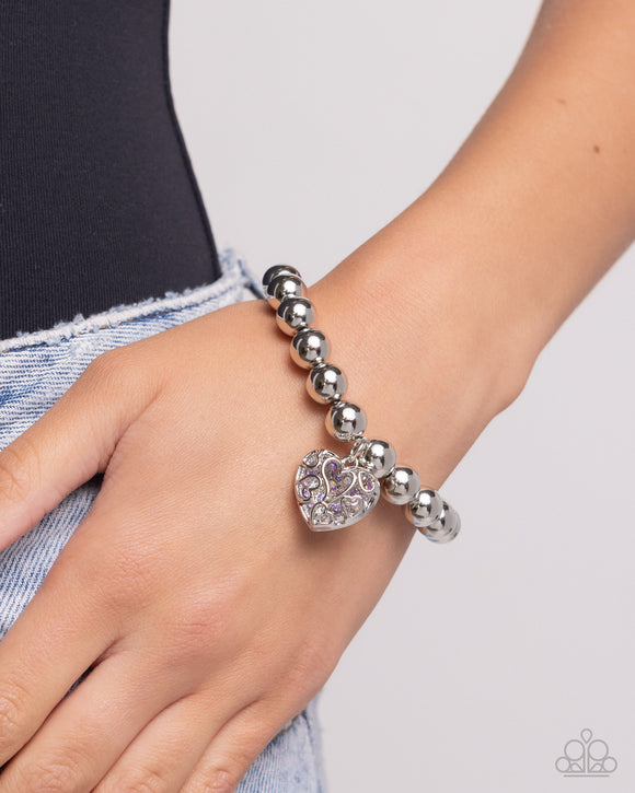 Fleeting Filigree Purple ✧ Iridescent Heart Stretch Bracelet