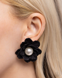 Black,Earrings Post,Blooming Backdrop Black ✧ Post Earrings