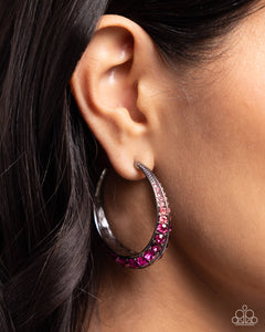 Earrings Hoop,Favorite,Gunmetal,Pink,Embedded Edge Pink ✧ Ombre Hoop Earrings