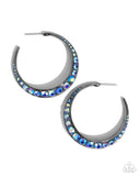 Embedded Edge Blue ✧ Iridescent Hoop Earrings