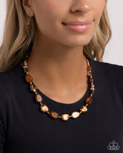 Animal Print,Brown,Gold,Necklace Short,Spotted Safari Brown ✧ Necklace