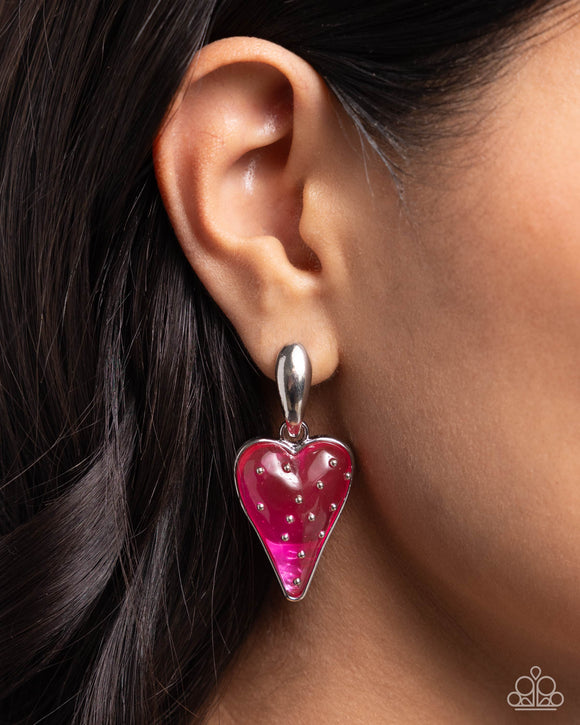 Glossy Goodwill Pink ✧ Heart Post Earrings