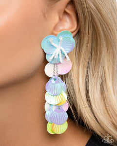 Blue,Earrings Post,Green,Iridescent,Light Pink,Multi-Colored,Pink,Purple,Yellow,Under the Waves Blue ✧ Iridescent Post Earrings