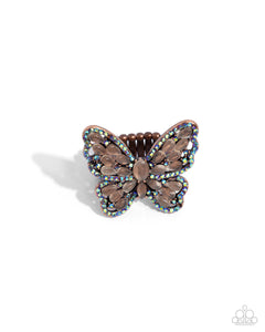 Blue,Butterfly,Copper,Iridescent,Ring Wide Back,Were Soarin Flyin Copper ✧ Iridescent Butterfly Ring