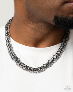 Black,Gunmetal,Men's Necklace,Necklace Short,Coiled Conviction Black ✧ Necklace