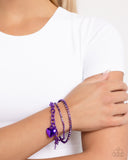 Affectionate Accent Purple ✧ Heart Iridescent Rhinestone Bracelet