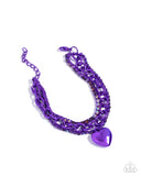 Affectionate Accent Purple ✧ Heart Iridescent Rhinestone Bracelet