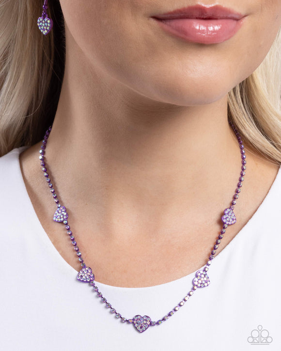 Homecoming Hearts Purple ✧ Iridescent Necklace