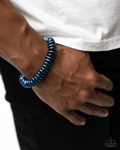 Blue,Bracelet Stretchy,Men's Bracelet,Oil Spill,Dynamic Discs Blue ✧ Oil Spill Stretch Bracelet