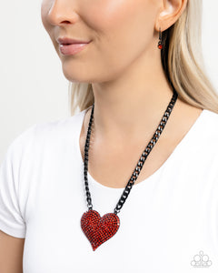 Black,Favorite,Hearts,Necklace Short,Red,Valentine's Day,Affectionate Action Red ✧ Heart Necklace