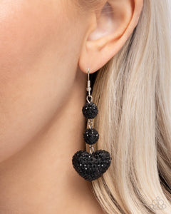 Black,Earrings Fish Hook,Favorite,Hearts,Valentine's Day,Vision in Shimmer Black ✧ Heart Earrings