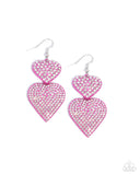 Never Enough Sparkle Pink ✧ Heart Earrings