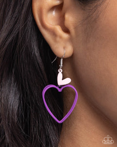 Earrings Fish Hook,Hearts,Light Pink,Pink,Purple,Valentine's Day,Acceptable Affection Purple ✧ Heart Earrings