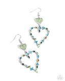 Parallel Passion Green ✧ Heart Earrings