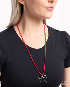 Necklace Long,Necklace Medium,Necklace Short,Red,Suede,Urban Necklace,Bolo Bow Red ✧ Suede Necklace