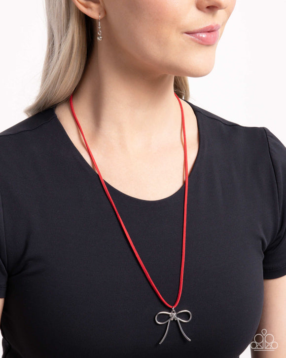 Bolo Bow Red ✧ Suede Necklace