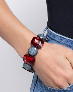 Bracelet Stretchy,Gunmetal,New,Red,Cloudy Conversation Red ✧ Bracelet