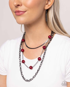 Gunmetal,Necklace Medium,Necklace Short,Red,High-Class Haute Red ✧ Necklace