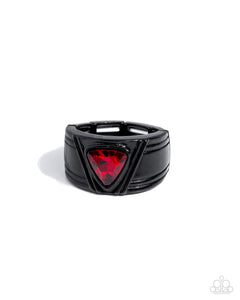 Black,Men's Ring,Red,Trenchant Triangle Red ✧ Ring