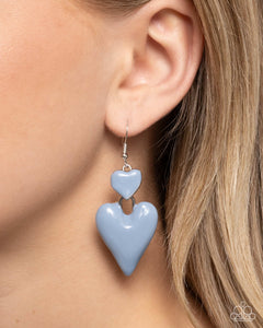 Blue,Earrings Fish Hook,Hearts,Valentine's Day,Colorful Chemistry Blue ✧ Heart Earrings