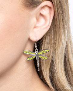 Dragonfly,Earrings Fish Hook,Green,Dragonfly Descent Green ✧ Earrings