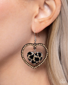 Animal Print,Black,Brown,Favorite,Hearts,New,Leopard Love Black ✧ Heart Earrings