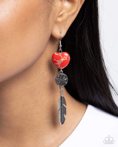 Earrings Fish Hook,Hearts,Red,Silver,Free-Spirited Fame Red ✧ Heart Earrings