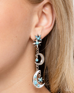 Blue,Earrings Post,Moon,New,Stars,Turquoise,Stellar Serendipity Blue ✧ Moon & Star Post Earrings