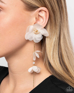 Earrings Post,Gold,Opalescent,White,Balletcore Gold ✧ Opalescent Chiffon Post Earrings