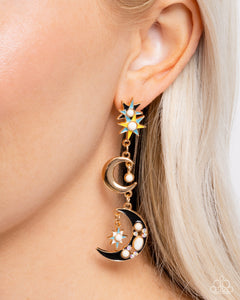 Black,Earrings Post,Gold,Moon,Stars,Stellar Serendipity Gold ✧ Moon & Star Post Earrings