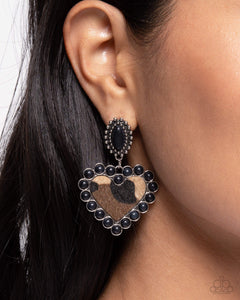 Animal Print,Black,Earrings Post,Hearts,New,Whimsical Wrangler Black ✧ Heart Post Earrings