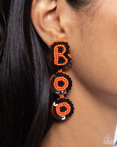 Black,Earrings Post,Earrings Seed Bead,Halloween,Orange,Halloween Bash Orange ✧ Seed Bead Post Earrings