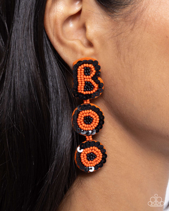 Halloween Bash Orange ✧ Seed Bead Post Earrings